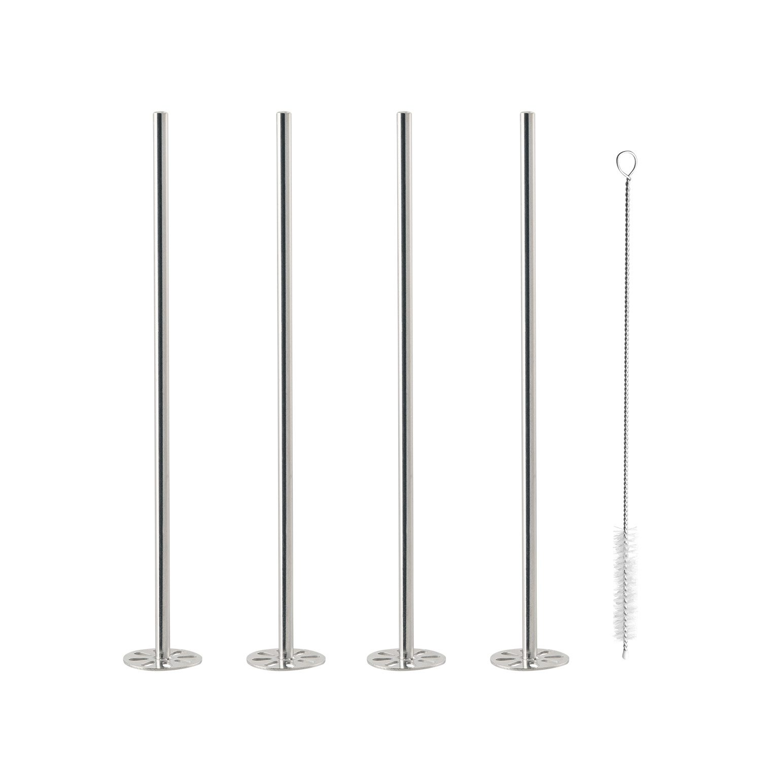 Nerezová koktejlová slamka s drvičom na Mojito 3v1 (Set 4 ks)