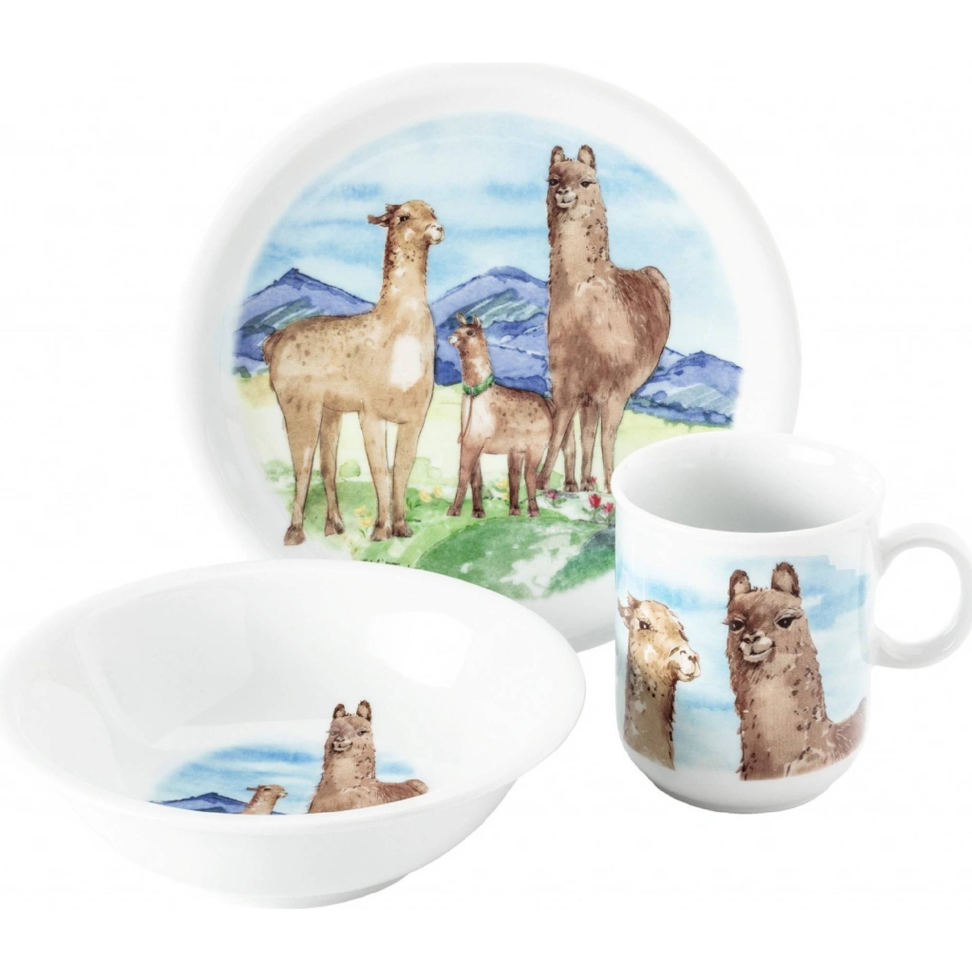 Lama Alpaca Children's Porcelain Set, 3-Piece